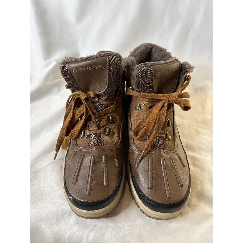 Weatherproof Men's 10 Landon Leather Winter Snow‎ Boots Brown 1527213
